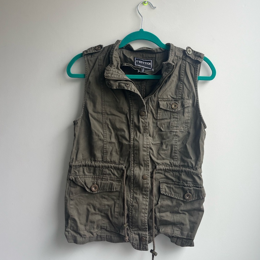 Green Army Jacket Vest